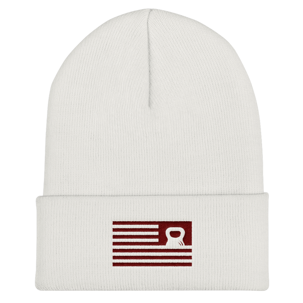 NEW: Cuffed Beanie Resurgence Kettlebell Flag (dark) on Light Hats (2 Colors!)